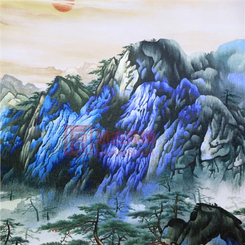 娇古苏绣装饰画|『江山如画』横款山水图手工刺绣艺术品可装框挂客厅沙发背景墙