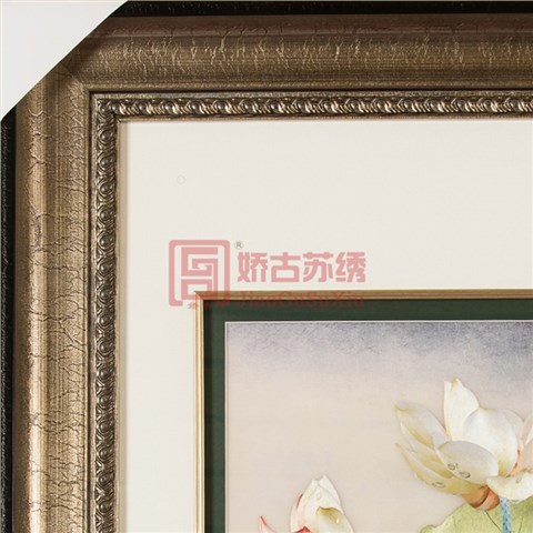 精品苏绣装饰画|满绣荷花纯手工刺绣成品餐厅书房办公室刺绣画